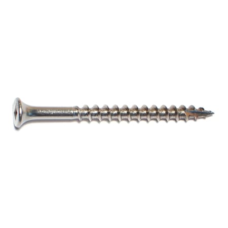 Midwest Fastener Deck Screw, #10 x 2-1/2 in, 18-8 Stainless Steel, Flat Head, Square Drive, 100 PK 09086